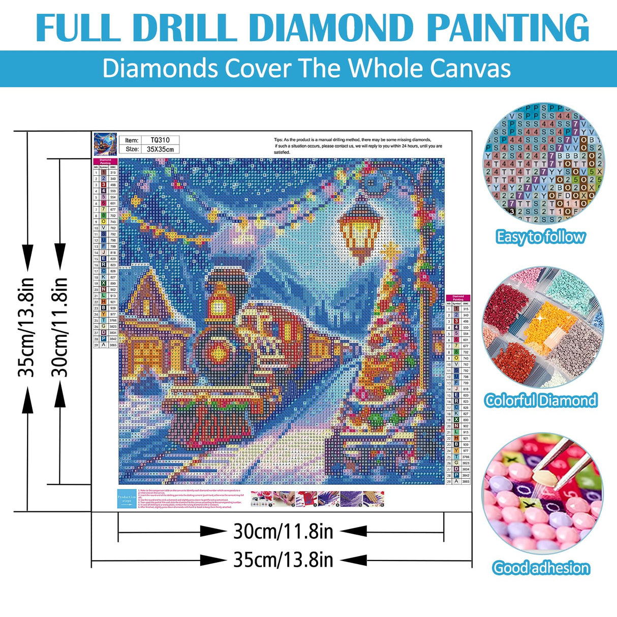 Christmas Tree Train Diamond Painting Kits for Adults, 5D Winter Diamond Art Kits for Adults Beginners, DIY Full Round Drill Diamond Dot Painting Gem Art Kits for Adult, Home Wall Decor 13.8x13.8 Inch LKHMVCA