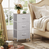 WLIVE Nightstand with 3 Drawers, Fabric Dresser, Organizer Unit, Storage Dresser for Bedroom, Hallway, Entryway, Closets, Sturdy Steel Frame, Wood Top, Easy Pull Handle, Light Grey WLIVE