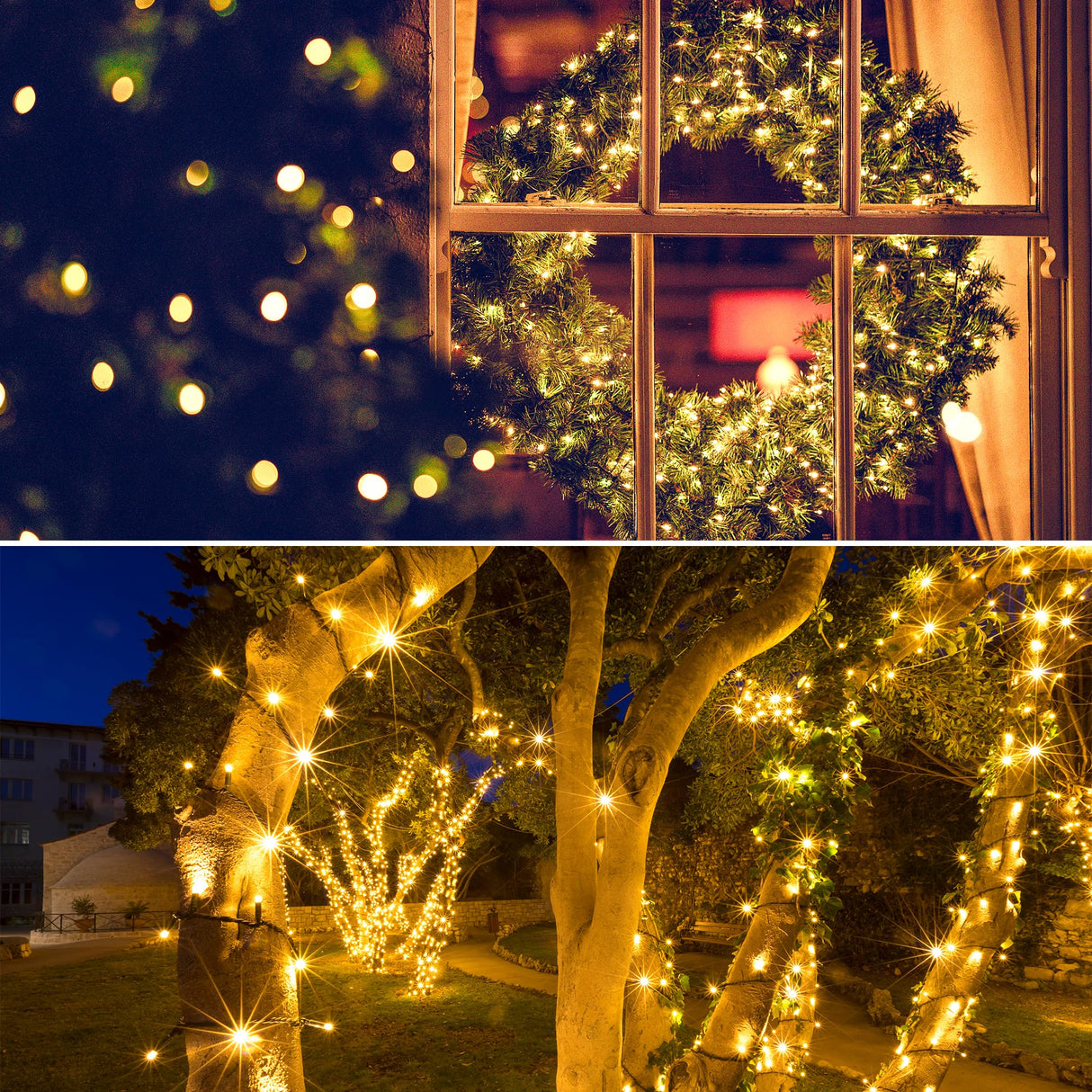 Solar String Lights for Outside, 39Ft 100 LED Solar String Lights Outdoor with 8 Modes ，Solar Christmas Lights Outdoor Waterproof for Yard, Fence,Balcony, Party,Christmas Tree Decorations (Warm White) Flechllary