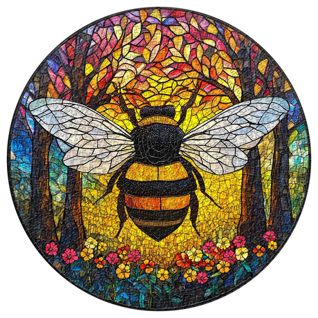 PICKFORU Stained Glass Puzzles for Adults 1000 Pieces, Colorful Mosaic Bee Puzzle Flowers Tree, Spring Insect Jigsaw Puzzle as Wall Decor PICKFORU