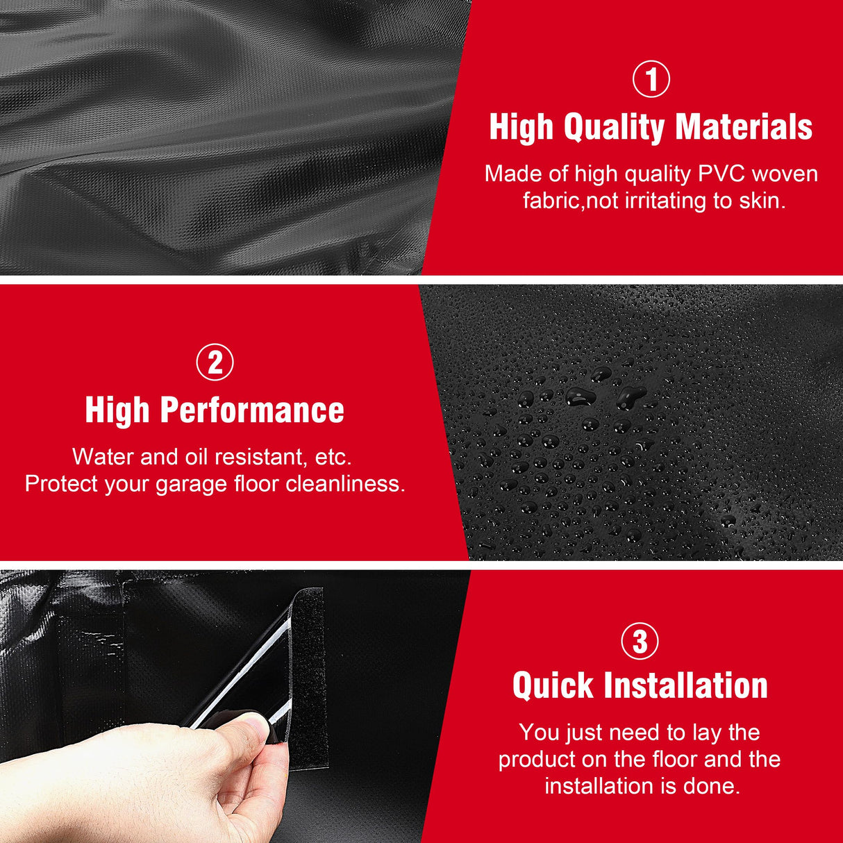 Partol Garage Floor Containment Mat Non-Slip Garage Floor Mat Heavy Duty Waterproof Garage Mat Floor Protection from Sand, Snow, Rain and Mud for Cars (8.6 x 20ft) PARTOL