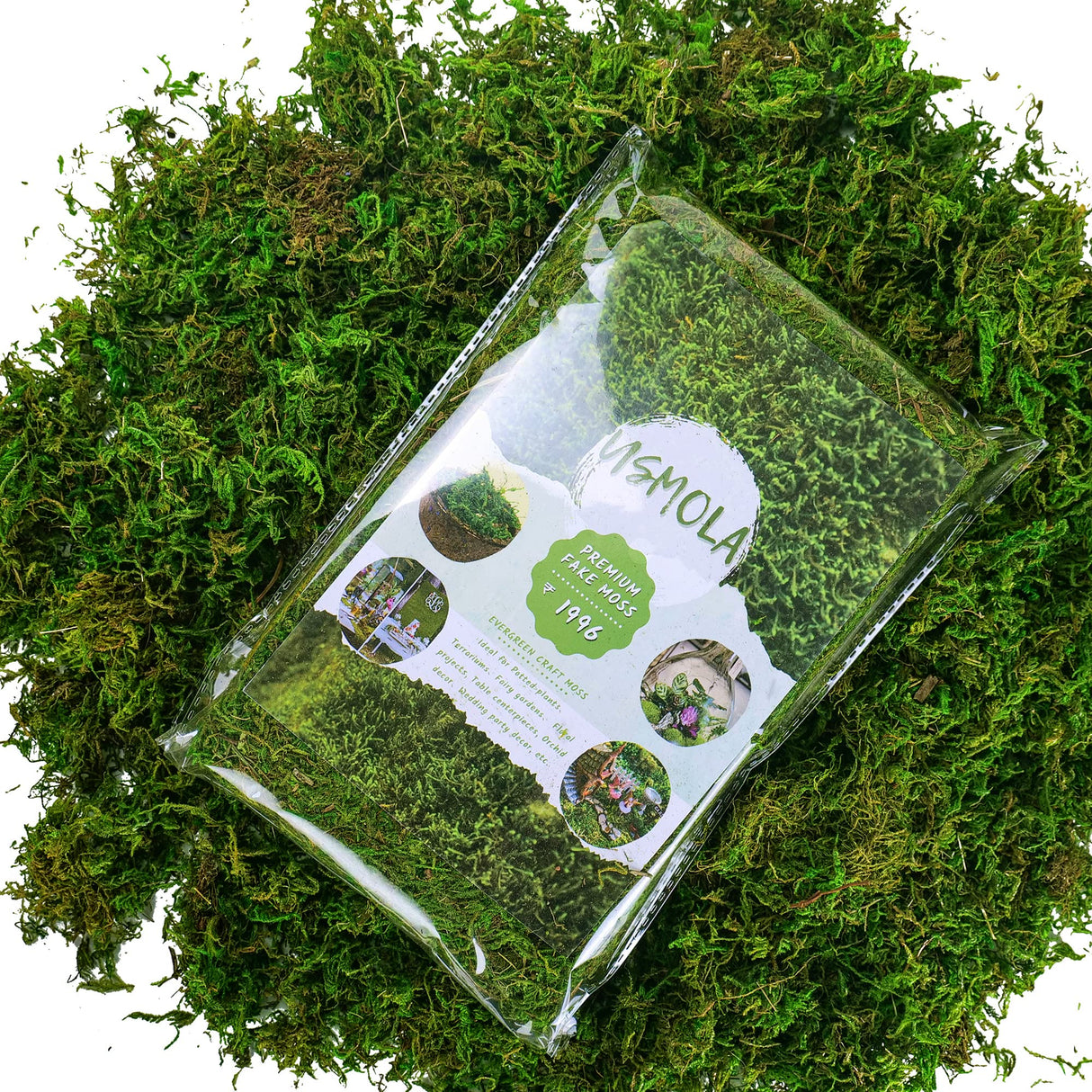 USMOLA Artificial Moss, 16OZ Fake Moss for Crafts, Decorative Centerpieces, Fairy Garden, Wedding Party Decor, Faux Potted Plants, 455gr (Fresh Green) USMOLA