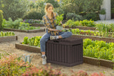 Keter Kentwood 50 Gallon Resin Deck Box-Organization and Storage for Patio Cushions, Throw Pillows and Garden Tools, Brown Keter