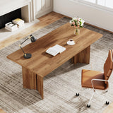 Tribesigns 15.7FT Conference Table, Large Rectangle Meeting Seminar Table for 14-16 Person, Long Wooden Business Tables (Set of 6, Walnut) Tribesigns