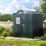 MistMo 6X4X6.5 FT Compact Vertical Outdoor Steel Storage Shed with Lockable Doors, Ideal for Garden, Backyard, and Patio Utility and Small Tool Storage,Bike Shed, Garbage Can, Chicken Coop Mistmo