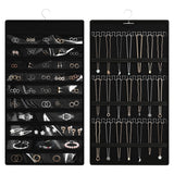 Bosuelife Hanging Jewelry Organizer Storage Roll, Double-Sided Necklaces Holder, 42 Pockets Plus 36 hooks Earrings Organizer Hang in Closet, On Wall, or Doors, Black Bosuelife