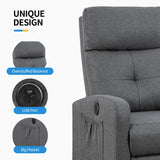 Sftaiyou Power Massage Recliner Chair, Fabric Recliner Chair for Adults, Small Recliner Home Theater Seating with Lumbar Support, Reclining Sofa Chair for Living Room Bedroom(Smoky Grey) Sftaiyou