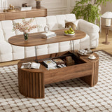 Merax 47.2'' Lift Top Oval Coffee Table with Hidden Storage Compartment, Modern Wooden Center Table with Oval Lift Tabletop for Home Living Room, Brown Merax