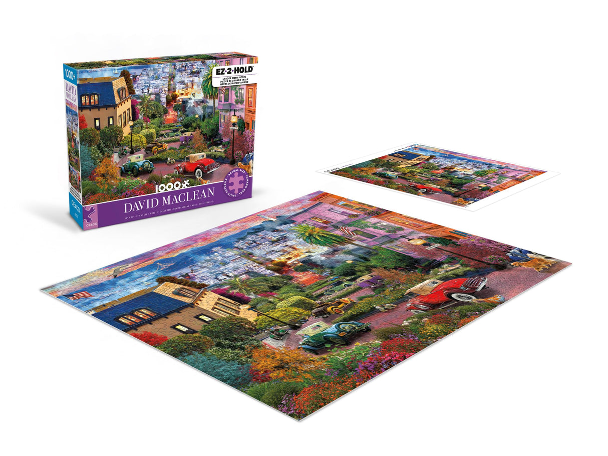 Ceaco - David Maclean - Colorful Lombard Street - 1000 Larger Sized Piece Jigsaw Puzzle Ceaco