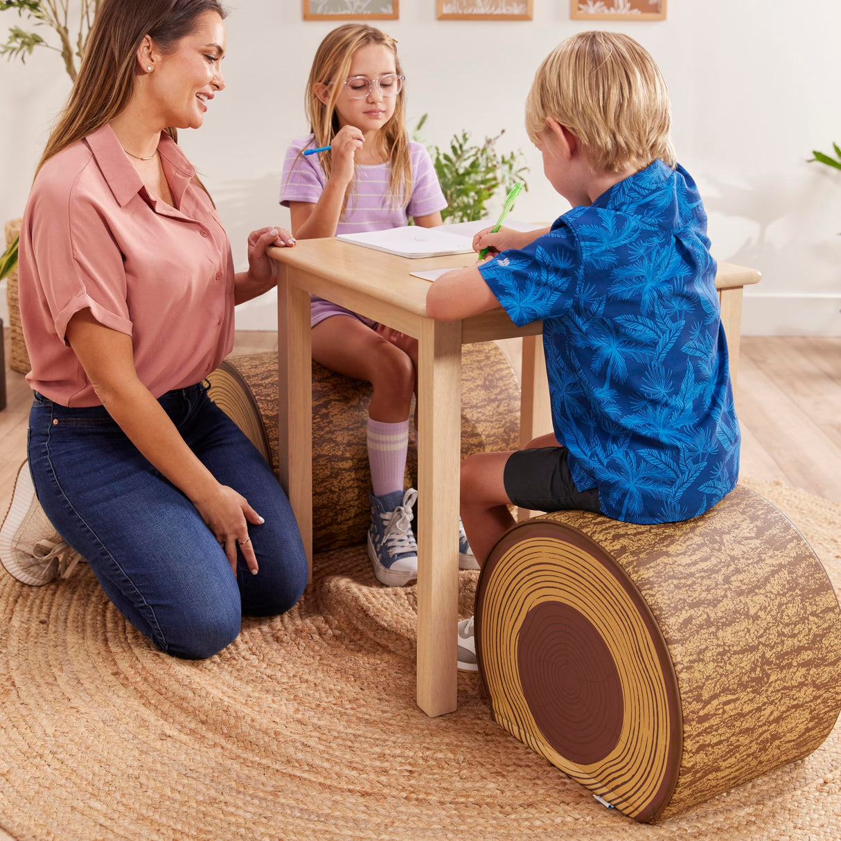 ECR4Kids SoftZone Tree Log Quarter Seat, 14in Kids Bench, 14 inches, Chocolate ECR4Kids