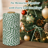 Cotton Twine String, 328 Feet Green & White - Christmas Twine for Gift Wrapping, Crafts, Baking, Butchers, Holiday Decorations, DIY, Kitchen & Gardening HAMUIERS