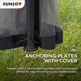 Sunjoy Miro 10.5 ft. x 13 ft. Gray and Black 2-Tier Steel Gazebo Sunjoy