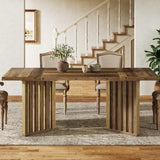 Tribesigns 63-inch Rectangular Dining Table for 4-6, Farmhouse Kitchen Dinner Eating Table with Slatted Base, Wood Dining Room Furniture for Home, Rustic Brown Tribesigns