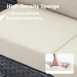 ovios 4 Pieces Patio Furniture Set, Outdoor Wicker Sofa with Coffee Table, Chairs, All Weather High Back Rattan Loveseat Couch with Comfy Cushions, Beige ovios