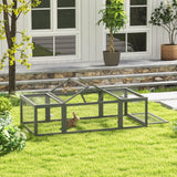 PawHut Large Wooden Rabbit Hutch Bunny Hutch Small Animal Habitat Enclosure Outdoor Run and Lockable Doors, Gray PawHut