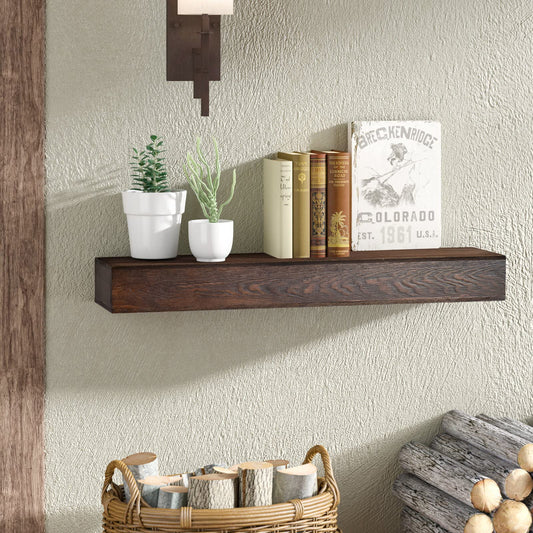 JOLLYMER Floating Wood Mantel Shelf,Rustic Fireplace Mantel Decor,Farmhouse Shelf (48" W x 6" D x 6" H)