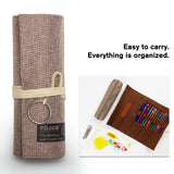 YOJOB Traditional Aluminum Crochet Hooks Case, 14 Slots Roll-up Crochet Hook Organizer with a Detached Zipper Bag (Beige-Orange) YOJOB