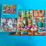 Extra Large Pieces Jigsaw Puzzles for Adults - 100 Piece Puzzles for Kids Ages 8-10 10-12 - Large Piece Puzzles for Seniors - Kitchen Kittens and Donuts Mulic