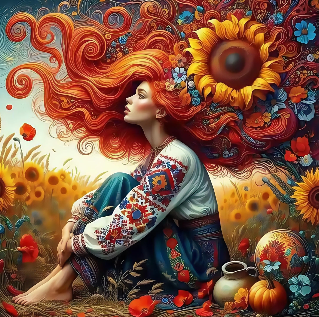 5D Fall Diamond Art Kits for Adults, Sunflower Diamond Painting for Adults Beginner, DIY Full Drill Diamond Dot Gem Painting for Home Wall Decor 13.7x13.7inch BYGFHLYW