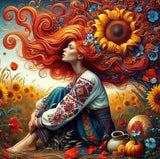 5D Fall Diamond Art Kits for Adults, Sunflower Diamond Painting for Adults Beginner, DIY Full Drill Diamond Dot Gem Painting for Home Wall Decor 13.7x13.7inch BYGFHLYW