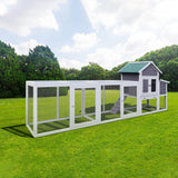 YOPTO 122" Large Chicken Coop with Run,Outdoor Chicken Run W/Nesting Box & Perch,Wooden Hen House W/Ramp & Sliding Trays,Waterproof Poultry Cage W/Sloped Asphalt Roof,for 3-4 Chickens,Gray YOPTO
