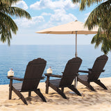 Qsun Outdoor Folding Adirondack Chair of 2, Weather Resistant Patio Chair with Cup Holder for Outside, Deck, Lawn, Backyard, Garden, Fire Pit, Campfire Lounger, Black, Large Qsun