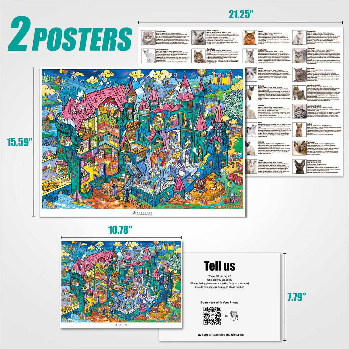Antelope - 1000 Piece Puzzle for Adults, Cat Castle Jigsaw Puzzles 1000 Pieces, High Resolution, Matte Finish, Smooth Edging, No Dust Creative Artistic Puzzle ANTELOPE