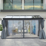 Outsunny 10' x 13' Outdoor Patio Gazebo with Sloping Polycarbonate Roof, Durable Aluminum Frame, & Netting Curtain Outsunny