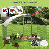 Large Metal Chicken Coop, Large Chicken Coop for Yard, Walk-in Poultry Cage with Waterproof and Anti-Uv Cover, Chicken Run for Outdoor Backyard Farm, Doom Roof, 9.8×6.5×6.5ft,Silver Hipicute