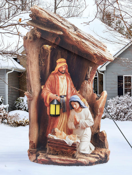 Three Kings Gifts Christmas Outdoor Nativity Scene - 55" Life-Like Scene of The Holy Family Nativity Scene Outdoor bathed in Soft Amber Light - Sturdy & Durable Yard Nativity Scene for Winter THREE KINGS GIFTS THE ORIGINAL GIFTS OF CHRISTMAS