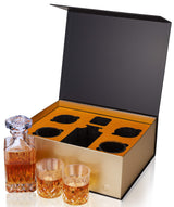 KANARS Whiskey Decanter And Glasses Set in Unique Gift Box - Original Crystal Liquor Decanter Set For Bourbon, Scotch, Vodka, Rum or Whisky, 5-Piece, Gifts for Men Dad KANARS