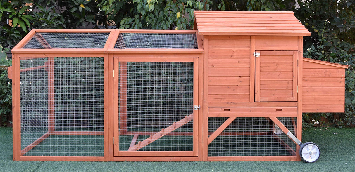 ChickenCoopOutlet 96" Wheel Wood Chicken Coop Backyard Hen House Nesting Box & Run New ChickenCoopOutlet