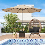 Yaheetech Egg Rattan Chair, Indoor/Outdoor PE Rattan Egg Basket Lounge Chair w/ 4 Cushions, Oversized Egg-Shaped Chair w/Metal Frame Stand for Patio, Backyard, Living Room - Light Brown/Black Yaheetech