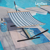 Lazy Daze Hammocks Quick Dry Hammock with Spreader Bar Textliene Fabric Double Outside Hammock with Chains Outdoor Patio Poolside Backyard Beach 450 lbs Capacity, Blue White Stripes Lazy Daze Hammocks