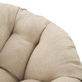 OSP Home Furnishings Wicker Papasan Chair with 360-Degree Swivel, Natural Frame with Cream Cushion OSP Home Furnishings