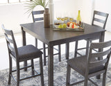 Signature Design by Ashley Bridson 5 Piece Counter Height Dining Room Set, Includes Table & 4 Bar Stools, Gray Signature Design by Ashley
