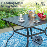 PHI VILLA 5 Piece Patio Dining Set Clearance with 4 Swivel Dining Chairs & 1 Square Metal Dining Table with 1.57 inches Hole, for Outdoor Kitchen Lawn & Garden Black Coated PHI VILLA