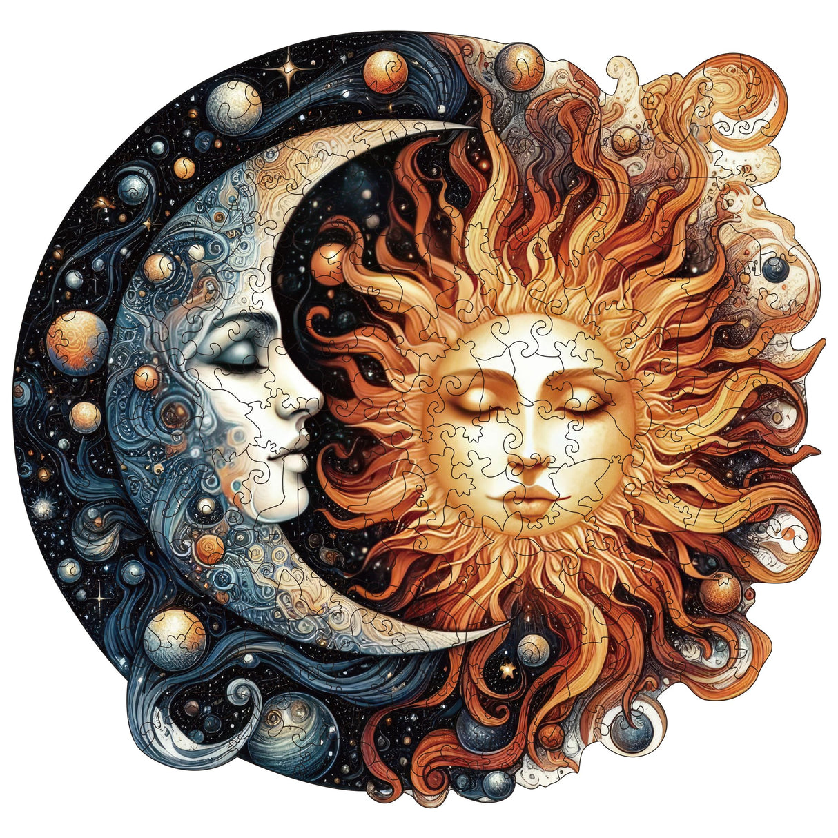 Wooden Puzzles for Adults, Sun and Moon Wood Puzzles 200 Pieces, Irregular Animal Shaped Unique Wooden Jigsaw Puzzles, Creative Ghristmas Gift for Teenagers and Adults WHJSG