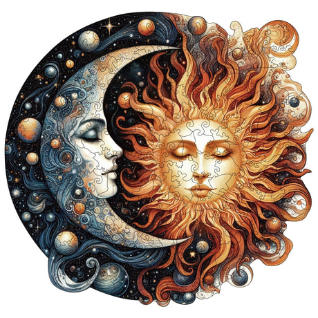 Wooden Puzzles for Adults, Sun and Moon Wood Puzzles 200 Pieces, Irregular Animal Shaped Unique Wooden Jigsaw Puzzles, Creative Ghristmas Gift for Teenagers and Adults WHJSG