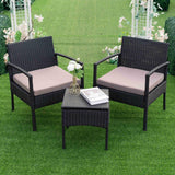 PROHIKER 3 PCS Patio Rattan Conversation Chairs Set, Outdoor Patio Furniture Balcony Furniture Set, Wicker Patio Bistro Set for Garden Porch Balcony Yard, Brown PROHIKER