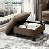 JAMFLY Sectional Sofas Couches for Living Room, L Shaped Couch with Storage Sofa Set, Small Couches for Small Spaces with Movable Ottoman, Brown JAMFLY