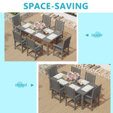 ROCSUMOO 7-Piece HDPE Outdoor Dining Set with 6 Chairs, Rectangular Patio Dining Furniture Set of 6, Modern Dining Table Chairs Set with Umbrella Hole for Poolside, Dark Gray (6 Chairs+1 Table) ROCSUMOO