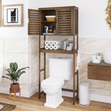 SMIBUY Bamboo Over-The-Toilet Storage Shelf with Adjustable 3-Tier Shelves - Walnut Finish SMIBUY