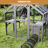 Outdoor Catio Cat House 110" Super Large Cat Enclosures Surper Large for 15-20 Cats,Waterproof Cover GUTINNEEN