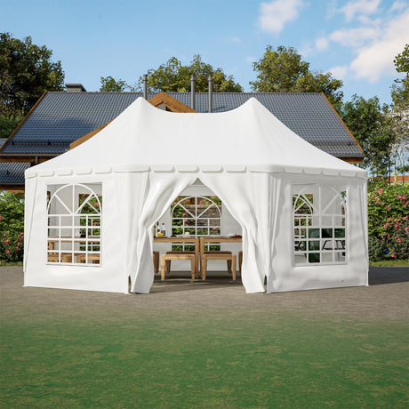 LZBEITEM Party Tent, 15x20FT Outdoor Canopy Tent with Sidewalls, Event Tent Heavy Duty, Wedding Gazebo Shelter, Large Tent with 8 Removable Sidewalls, Outdoor Tent for Backyard Party, Event, Wedding LZBEITEM