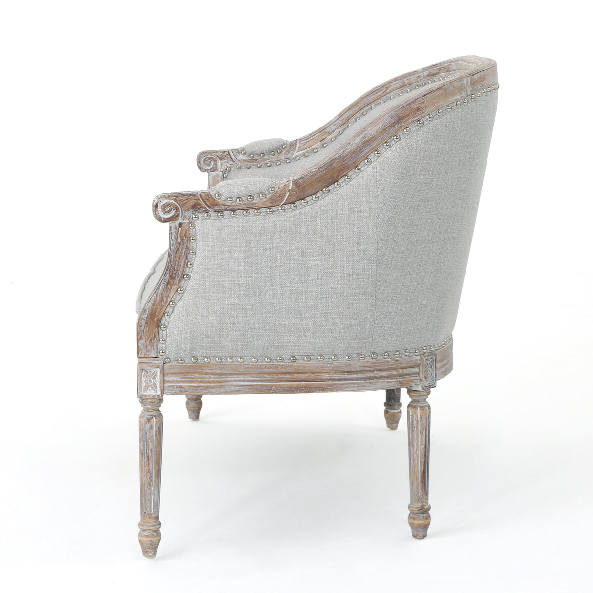 Christopher Knight Home Faye Traditional Fabric Tufted Upholstered Loveseat, Light Gray, Antique Christopher Knight Home