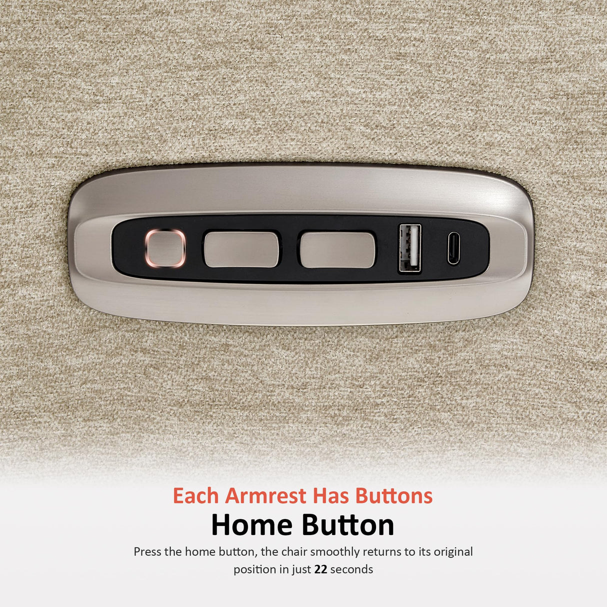 MCombo 62.2'' Wall Hugger Power Loveseat Recliner Sofa with Adjustable Headrest and USB & Type C Dual Charge Ports for Living Room, Office (Fabric, HL198M1) (Beige) MCombo