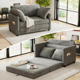 kakuboohi 51" Loveseat Sleeper Sofa Bed, Chenille Convertible Floor Sofa Bed for Small Spaces, Folding Couch Bed with Deep Seat, 2 Pillows & Solid Frame, Pull Out Floor Couch for Living Room, Grey kakuboohi