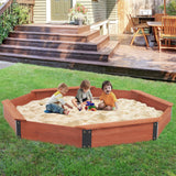 85''x78''x9'' Wooden Octagon Sandbox with Cover, Large Sandpit for Kids Outdoor Patio Backyard Play, Easy & Quick Assemble Mederra