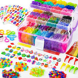 INSCRAFT 17500+ Rubber Loom Bands with 3 Layer Container, 28 Colors, 600 S-Clips, 352 Beads, 40 Cartoon Pendant, Bracelet Making Refill Kit for Kids INSCRAFT